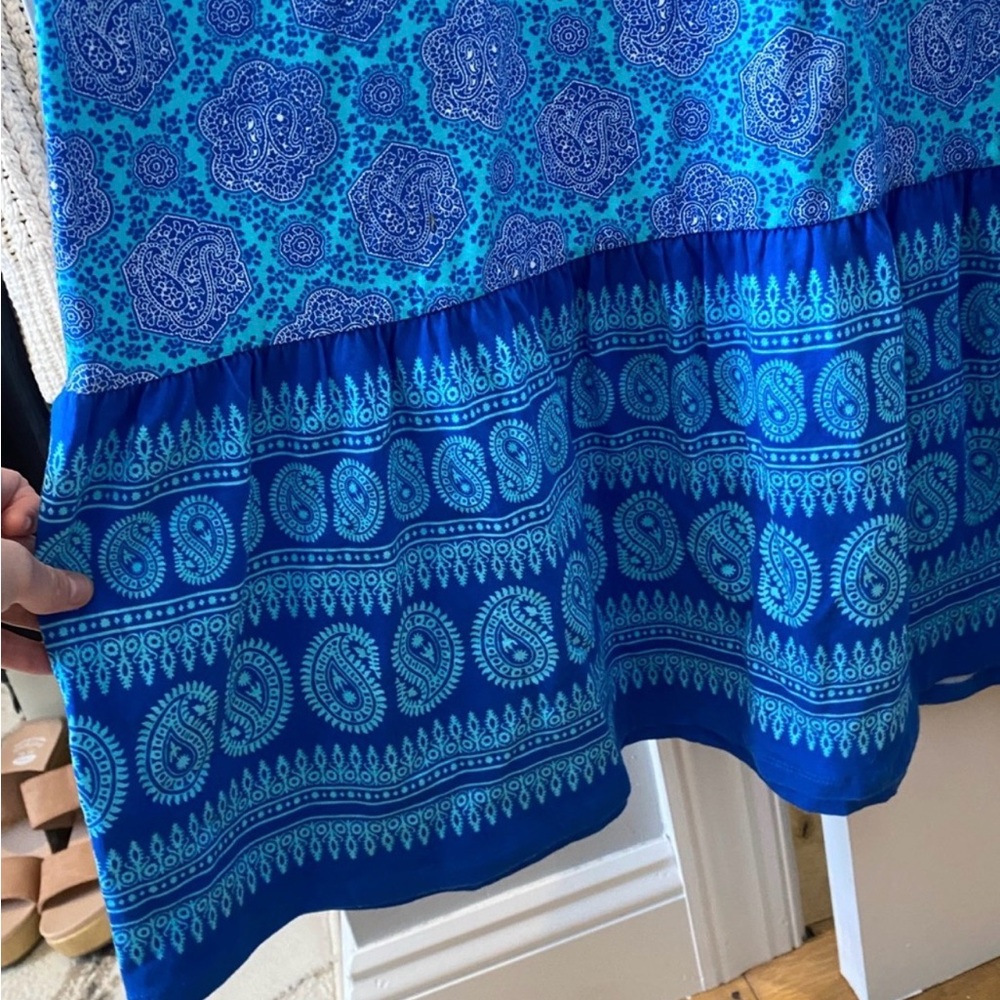 Talbots Vibrant Blue Patterned Maxi Dress - Picture 5 of 6